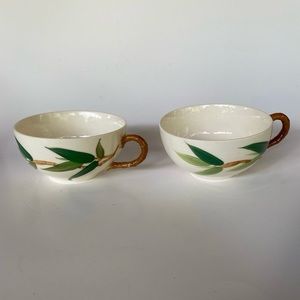 2 Vintage Maruta Ware Japan Hand Painted Bamboo Teacups